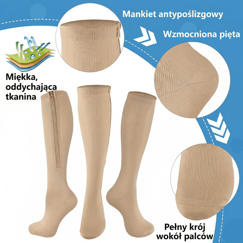 VenoZip - Skarpetki Uciskowe z Zamkiem